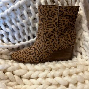 Lucky Brand Leopard Print Wedge Ankle Boots